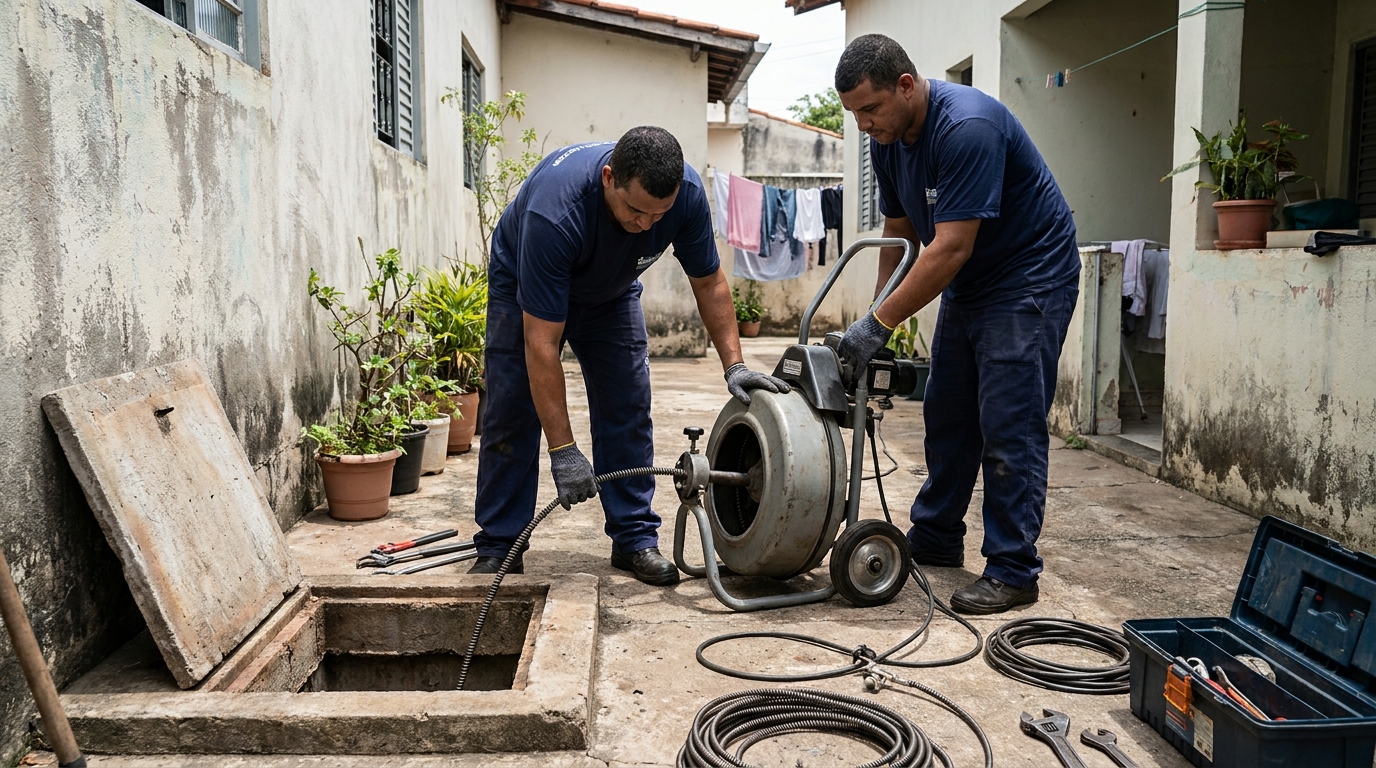 Desentupimento de rede de esgoto em Uberaba‑MG