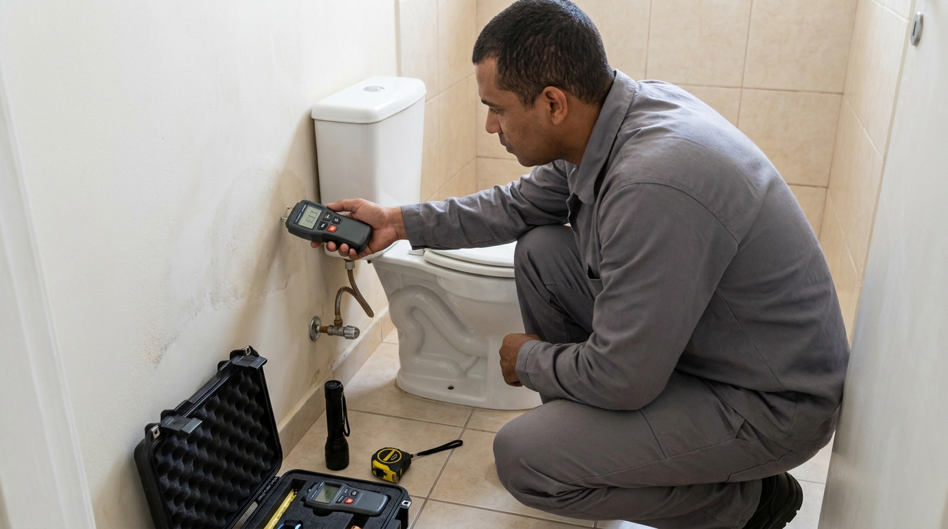 Técnico de caça vazamento em residência em Uberaba‑MG